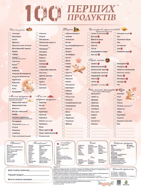 Планер 100 перших продуктів(магнітний) маркер у ПОДАРУНОК Лисичка 986955869524 фото
