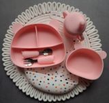 Набір Посуду Ведмедик Rose Quartz з нагрудником з принтом (нагрудник у подарунок ) 7463392470310 фото