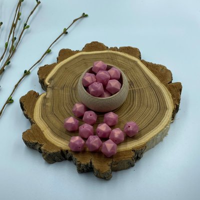 Пильно - рожева перлина Ікосаедр 14 мм фото